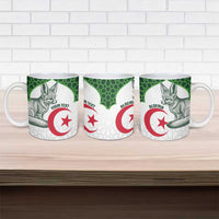 Custom Algeria Football Ceramic Mug 2026 Go Greens Fennec With Islamic Pattern - Wonder Print Shop