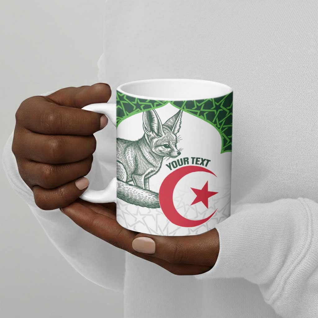 Custom Algeria Football Ceramic Mug 2026 Go Greens Fennec With Islamic Pattern - Wonder Print Shop