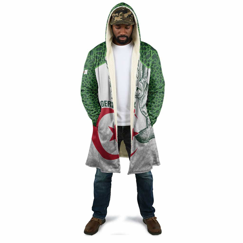 Custom Algeria Football Cloak 2026 Go Greens Fennec With Islamic Pattern - Wonder Print Shop