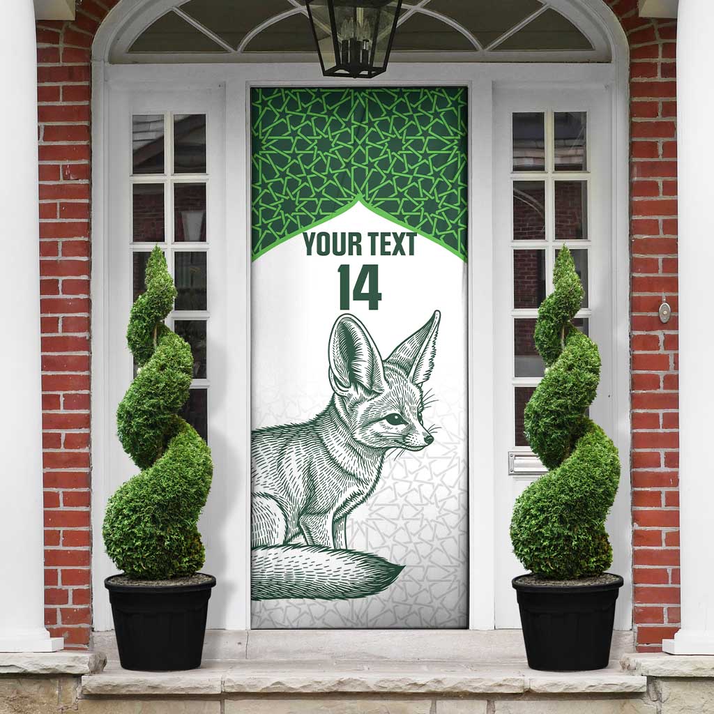 Custom Algeria Football Door Cover 2026 Go Greens Fennec With Islamic Pattern - Wonder Print Shop