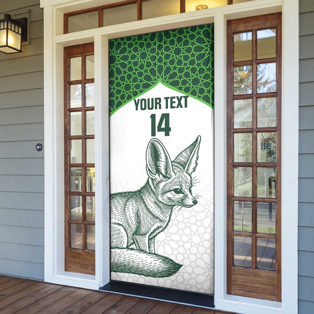 Custom Algeria Football Door Cover 2026 Go Greens Fennec With Islamic Pattern - Wonder Print Shop