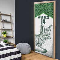 Custom Algeria Football Door Cover 2026 Go Greens Fennec With Islamic Pattern - Wonder Print Shop