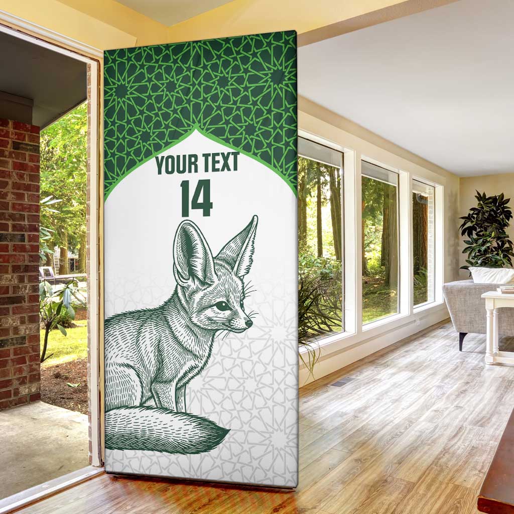Custom Algeria Football Door Cover 2026 Go Greens Fennec With Islamic Pattern - Wonder Print Shop