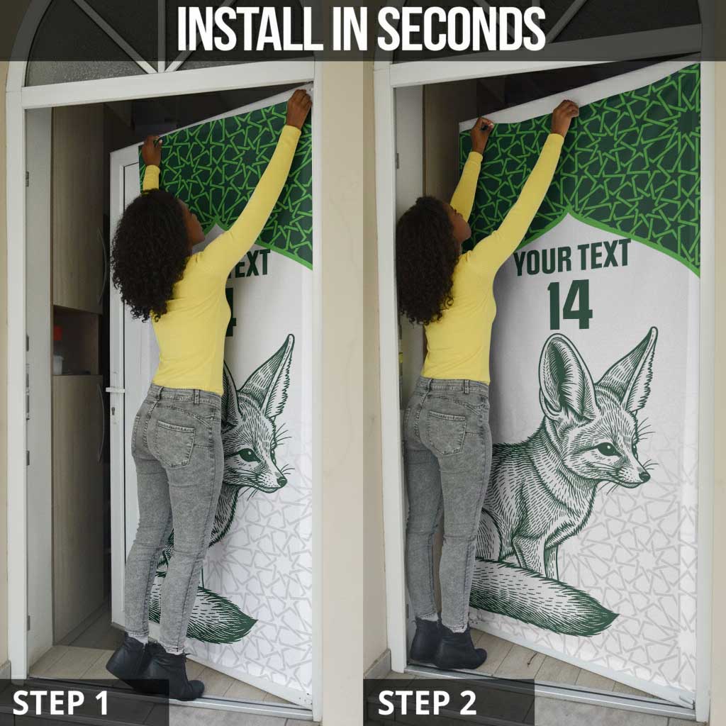 Custom Algeria Football Door Cover 2026 Go Greens Fennec With Islamic Pattern - Wonder Print Shop