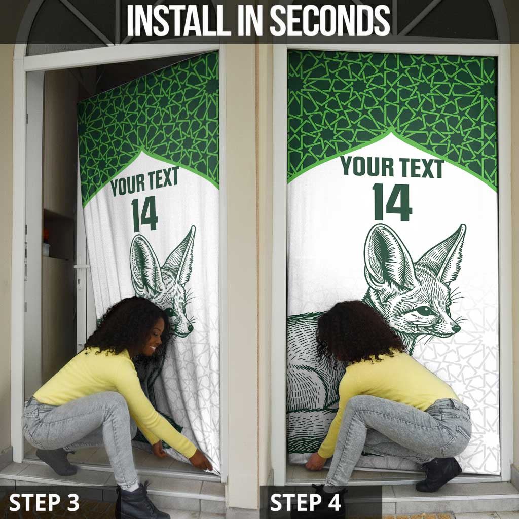 Custom Algeria Football Door Cover 2026 Go Greens Fennec With Islamic Pattern - Wonder Print Shop