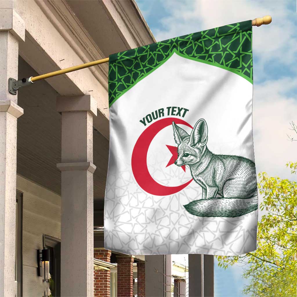 Custom Algeria Football Garden Flag 2026 Go Greens Fennec With Islamic Pattern - Wonder Print Shop