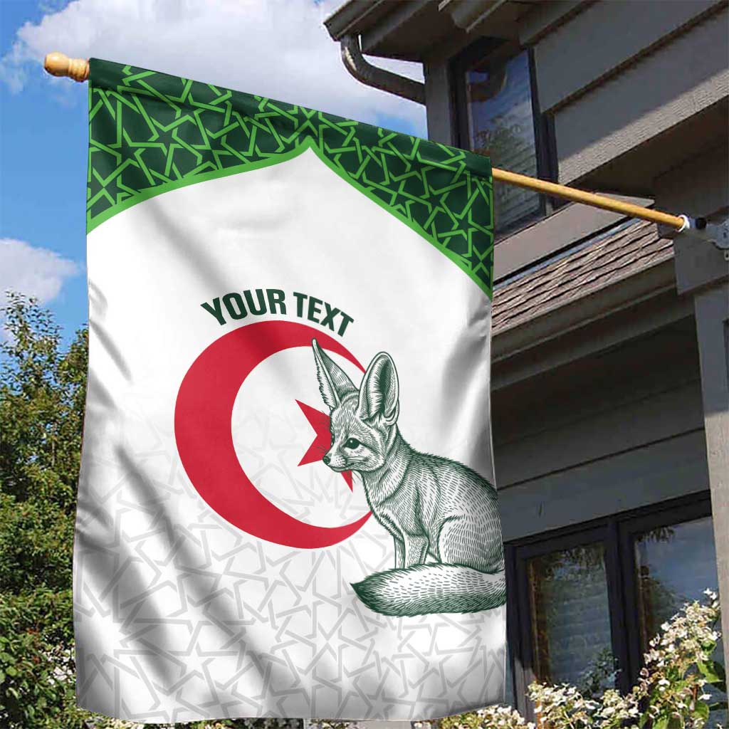 Custom Algeria Football Garden Flag 2026 Go Greens Fennec With Islamic Pattern - Wonder Print Shop