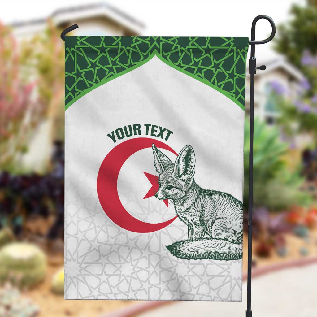 Custom Algeria Football Garden Flag 2026 Go Greens Fennec With Islamic Pattern - Wonder Print Shop