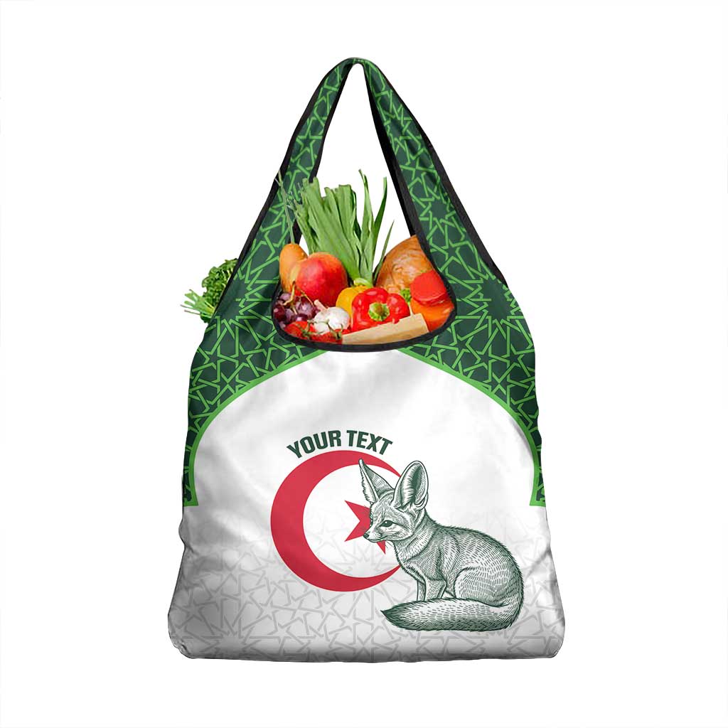Custom Algeria Football Grocery Bag 2026 Go Greens Fennec With Islamic Pattern - Wonder Print Shop
