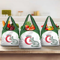 Custom Algeria Football Grocery Bag 2026 Go Greens Fennec With Islamic Pattern - Wonder Print Shop
