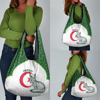 Custom Algeria Football Grocery Bag 2026 Go Greens Fennec With Islamic Pattern - Wonder Print Shop