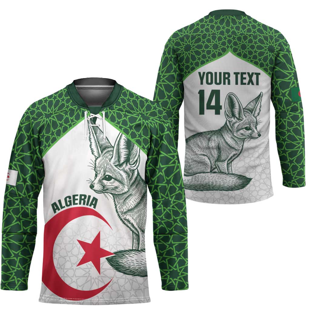 Custom Algeria Football Hockey Jersey 2026 Go Greens Fennec With Islamic Pattern - Wonder Print Shop