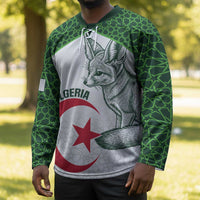 Custom Algeria Football Hockey Jersey 2026 Go Greens Fennec With Islamic Pattern - Wonder Print Shop