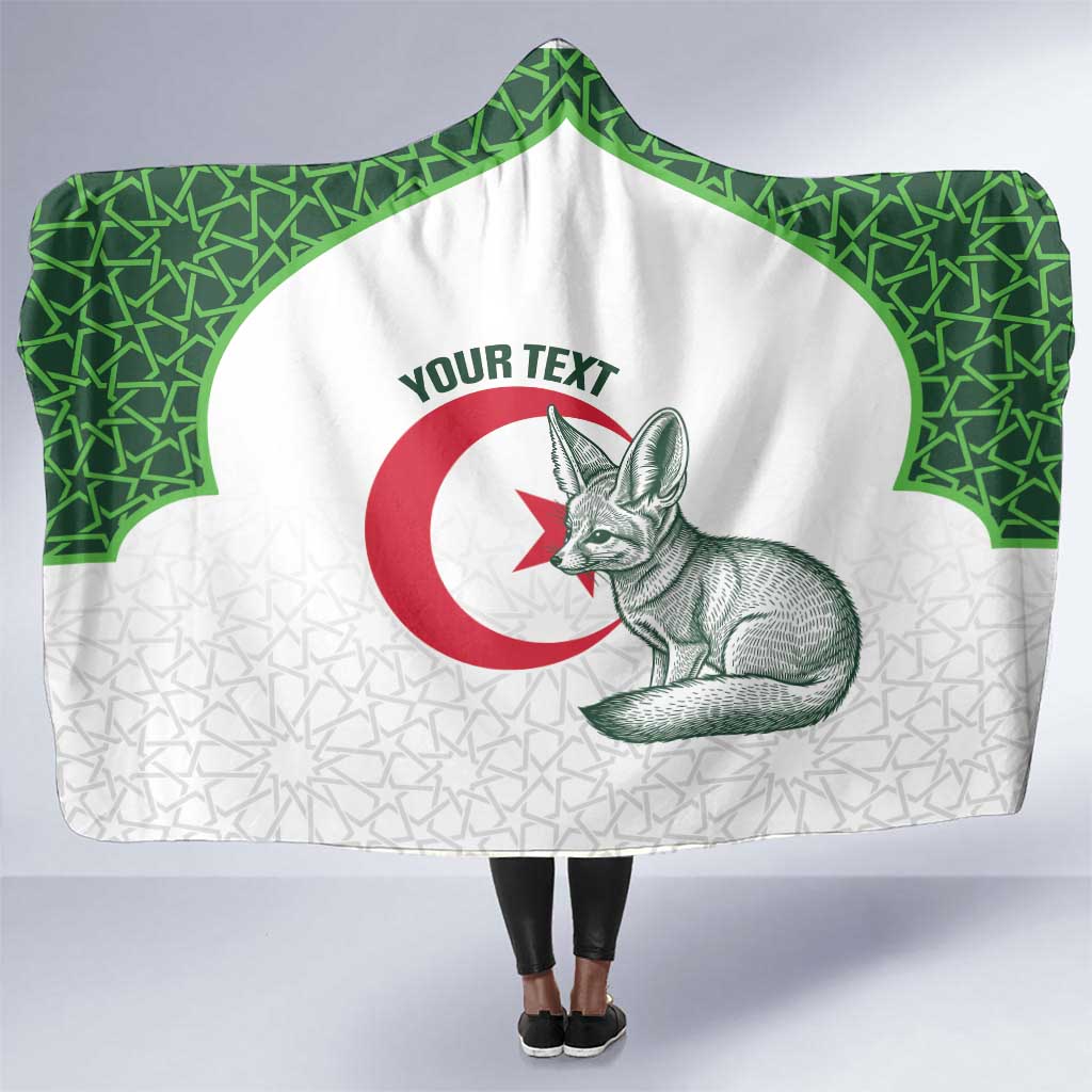 Custom Algeria Football Hooded Blanket 2026 Go Greens Fennec With Islamic Pattern - Wonder Print Shop