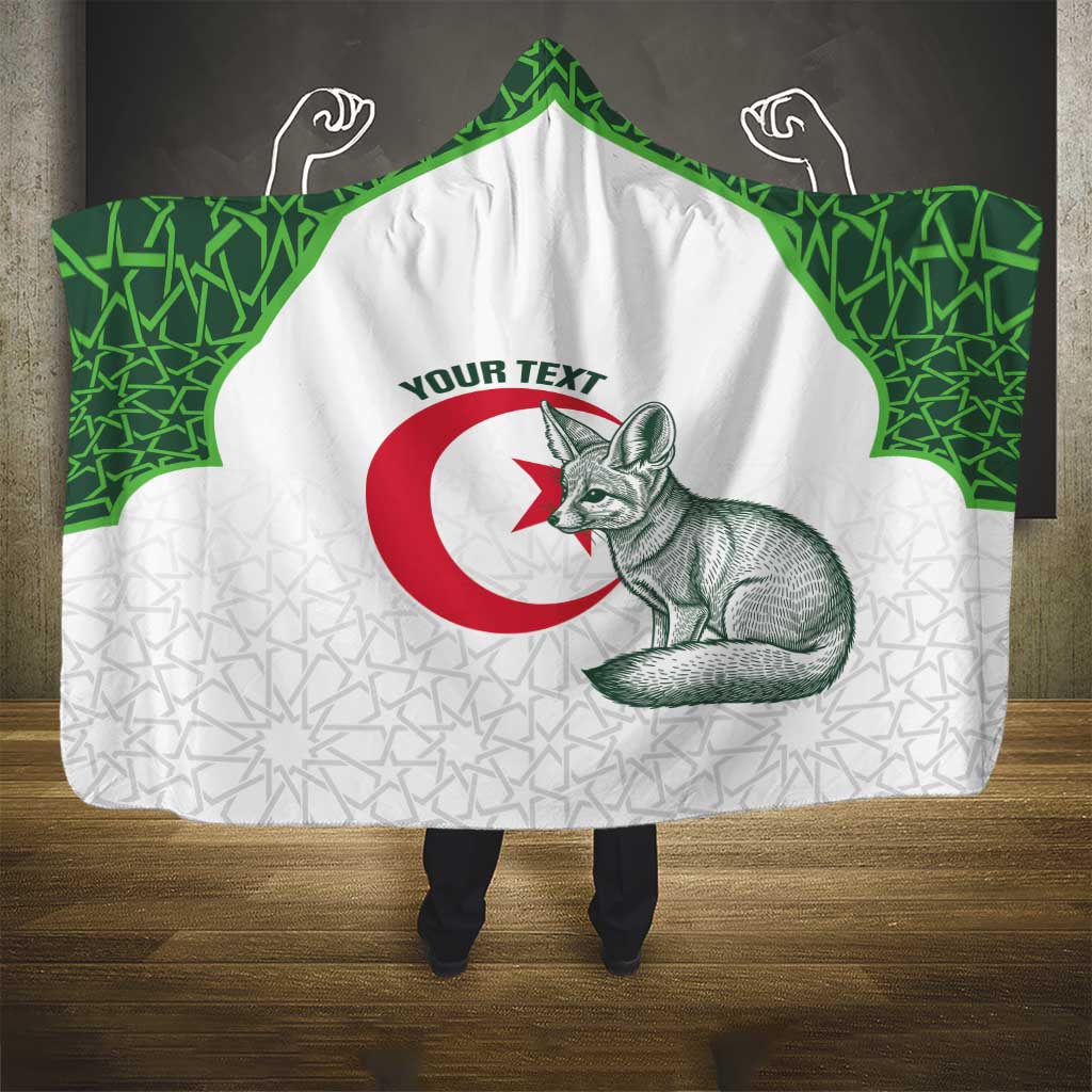 Custom Algeria Football Hooded Blanket 2026 Go Greens Fennec With Islamic Pattern - Wonder Print Shop