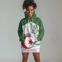 Custom Algeria Football Hoodie Dress 2026 Go Greens Fennec With Islamic Pattern - Wonder Print Shop