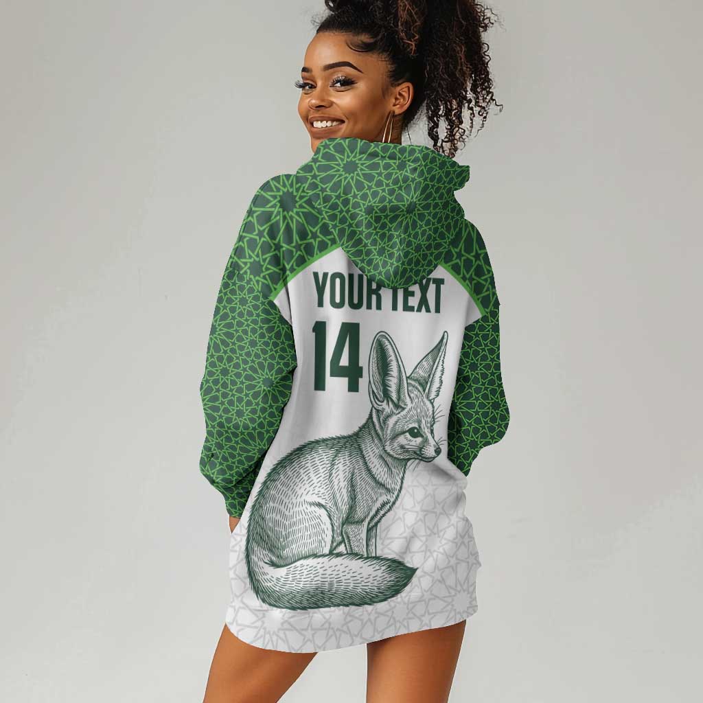 Custom Algeria Football Hoodie Dress 2026 Go Greens Fennec With Islamic Pattern - Wonder Print Shop
