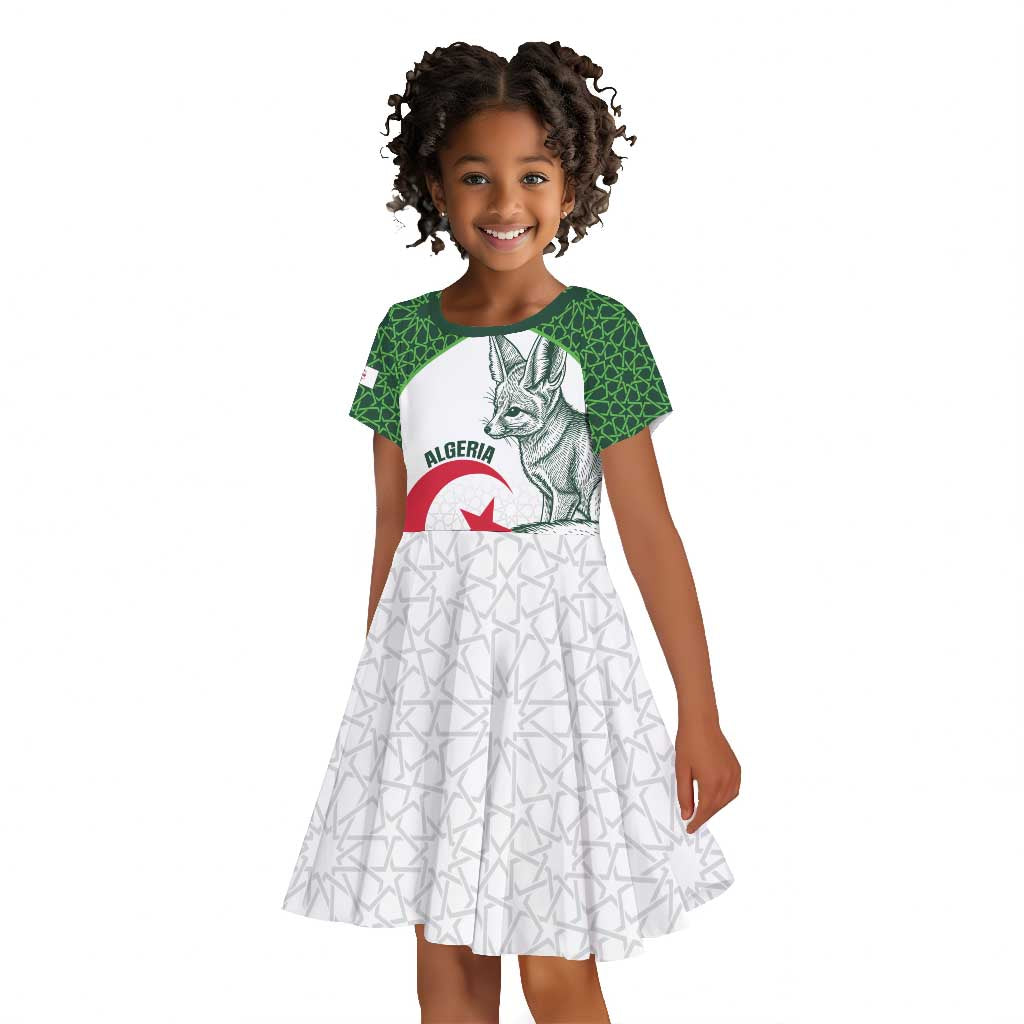 Custom Algeria Football Kid Short Sleeve Dress 2026 Go Greens Fennec With Islamic Pattern LT14