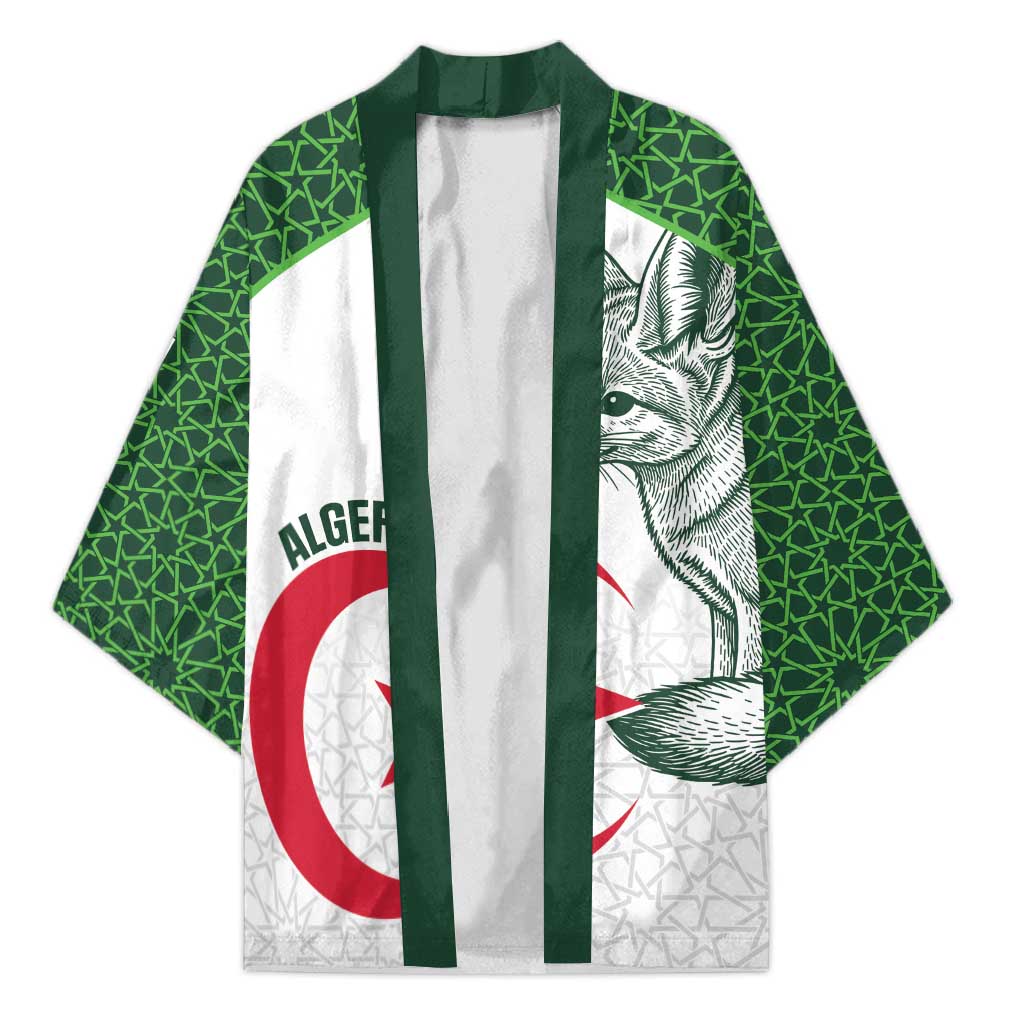 Custom Algeria Football Kimono 2026 Go Greens Fennec With Islamic Pattern - Wonder Print Shop