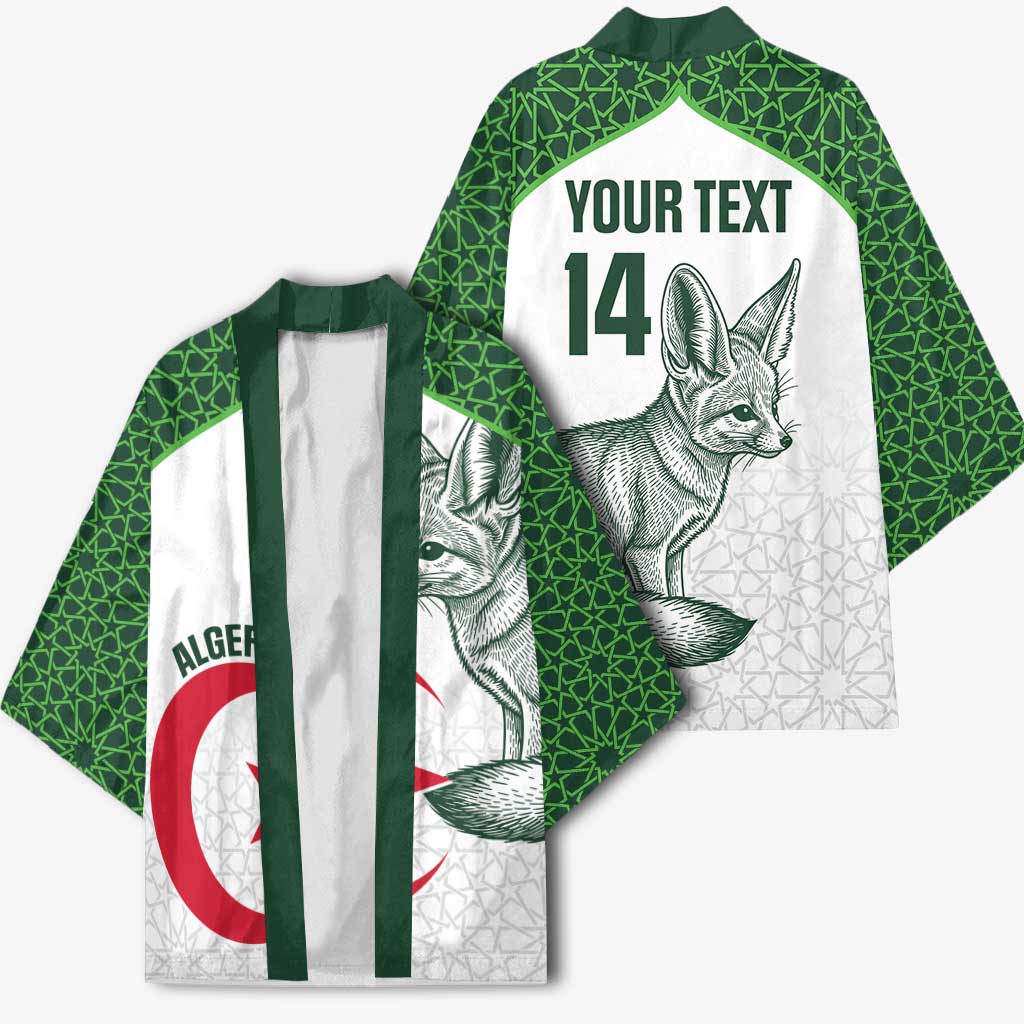 Custom Algeria Football Kimono 2026 Go Greens Fennec With Islamic Pattern - Wonder Print Shop