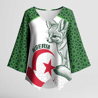 Custom Algeria Football Kimono Sleeve Blouse 2026 Go Greens Fennec With Islamic Pattern - Wonder Print Shop