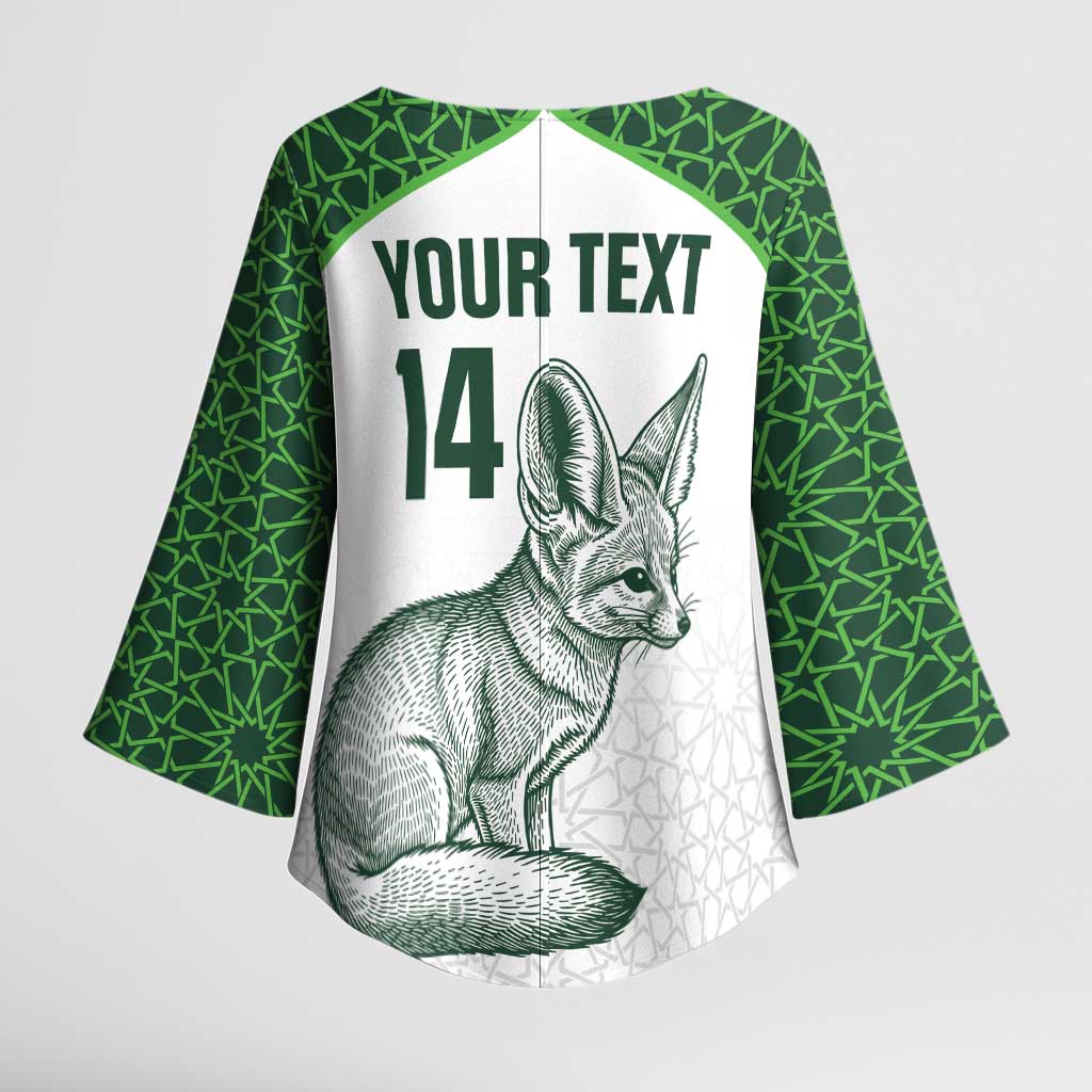 Custom Algeria Football Kimono Sleeve Blouse 2026 Go Greens Fennec With Islamic Pattern - Wonder Print Shop