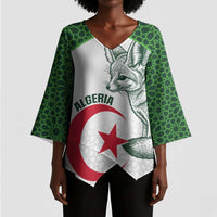 Custom Algeria Football Kimono Sleeve Blouse 2026 Go Greens Fennec With Islamic Pattern - Wonder Print Shop