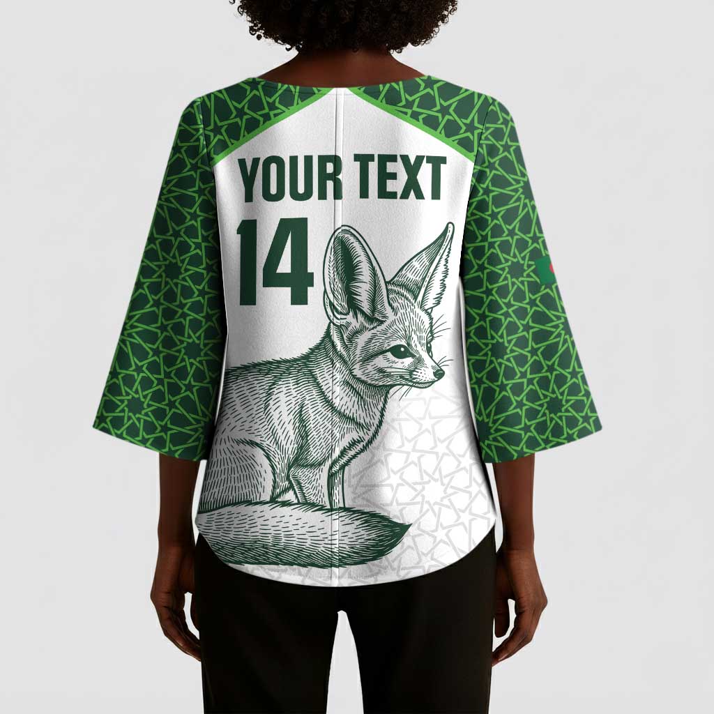 Custom Algeria Football Kimono Sleeve Blouse 2026 Go Greens Fennec With Islamic Pattern - Wonder Print Shop