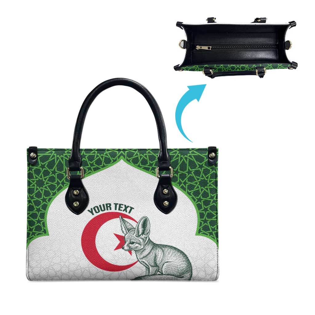 Custom Algeria Football Leather Bag 2026 Go Greens Fennec With Islamic Pattern - Wonder Print Shop