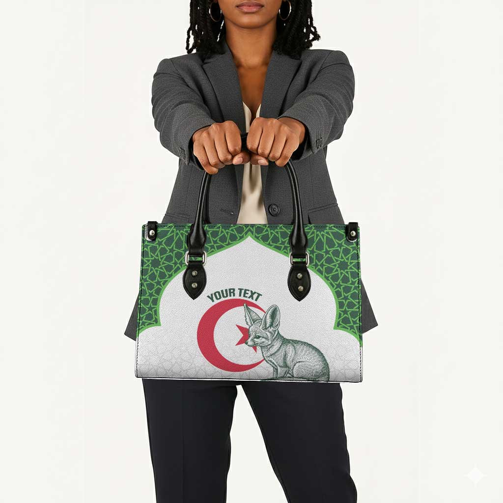 Custom Algeria Football Leather Bag 2026 Go Greens Fennec With Islamic Pattern - Wonder Print Shop
