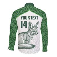 Custom Algeria Football Long Sleeve Button Shirt 2026 Go Greens Fennec With Islamic Pattern - Wonder Print Shop