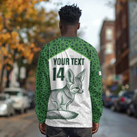 Custom Algeria Football Long Sleeve Shirt 2026 Go Greens Fennec With Islamic Pattern - Wonder Print Shop