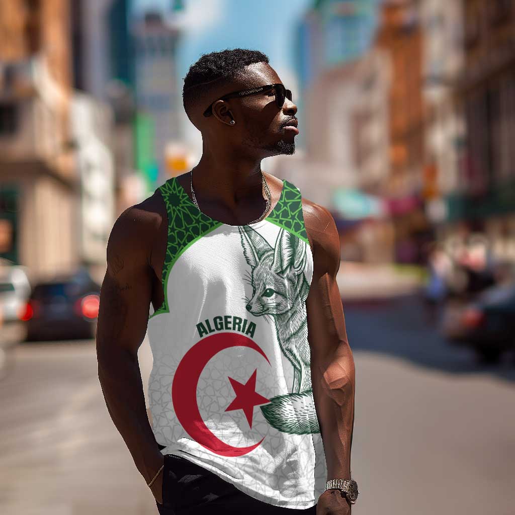Custom Algeria Football Men Tank Top 2026 Go Greens Fennec With Islamic Pattern - Wonder Print Shop