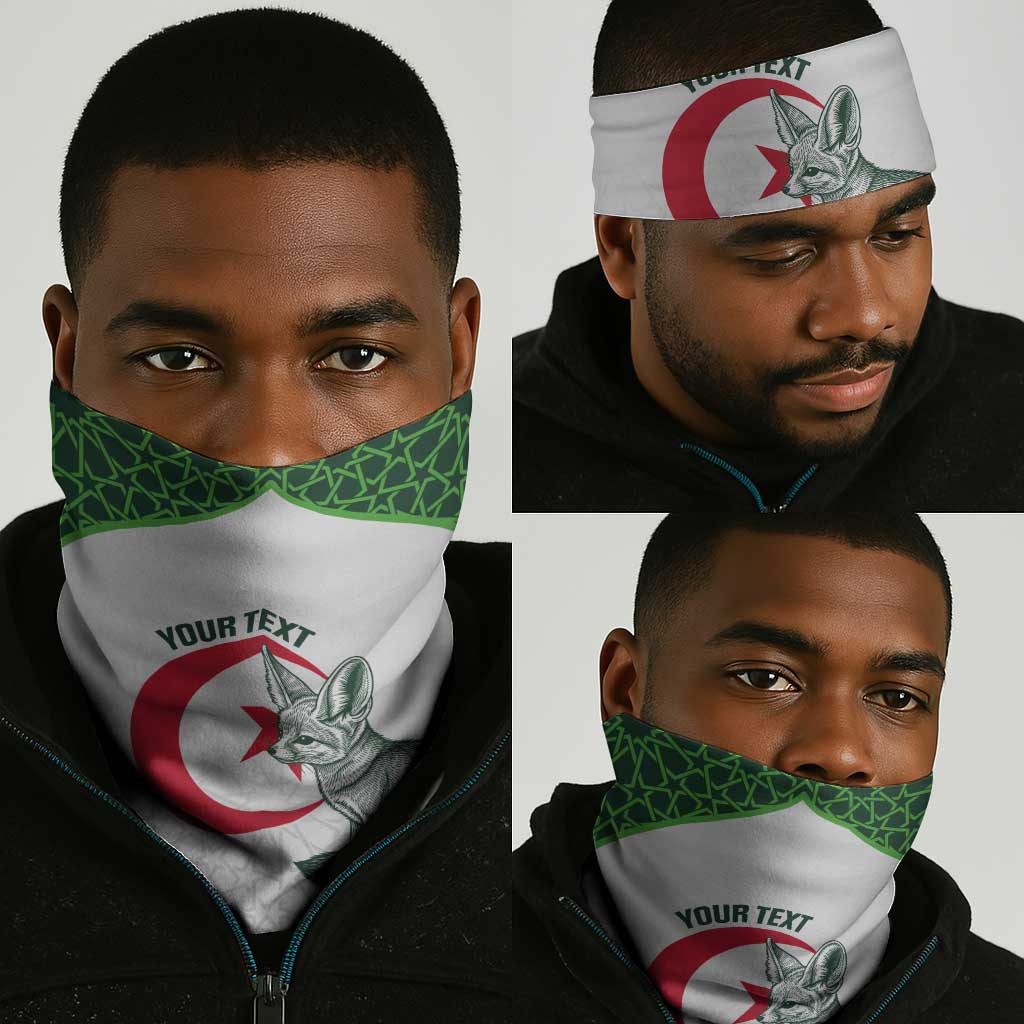 Custom Algeria Football Neck Gaiter 2026 Go Greens Fennec With Islamic Pattern - Wonder Print Shop
