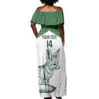 Custom Algeria Football Off Shoulder Maxi Dress 2026 Go Greens Fennec With Islamic Pattern - Wonder Print Shop