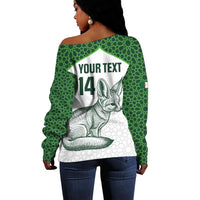 Custom Algeria Football Off Shoulder Sweater 2026 Go Greens Fennec With Islamic Pattern - Wonder Print Shop