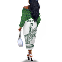 Custom Algeria Football Off The Shoulder Long Sleeve Dress 2026 Go Greens Fennec With Islamic Pattern - Wonder Print Shop