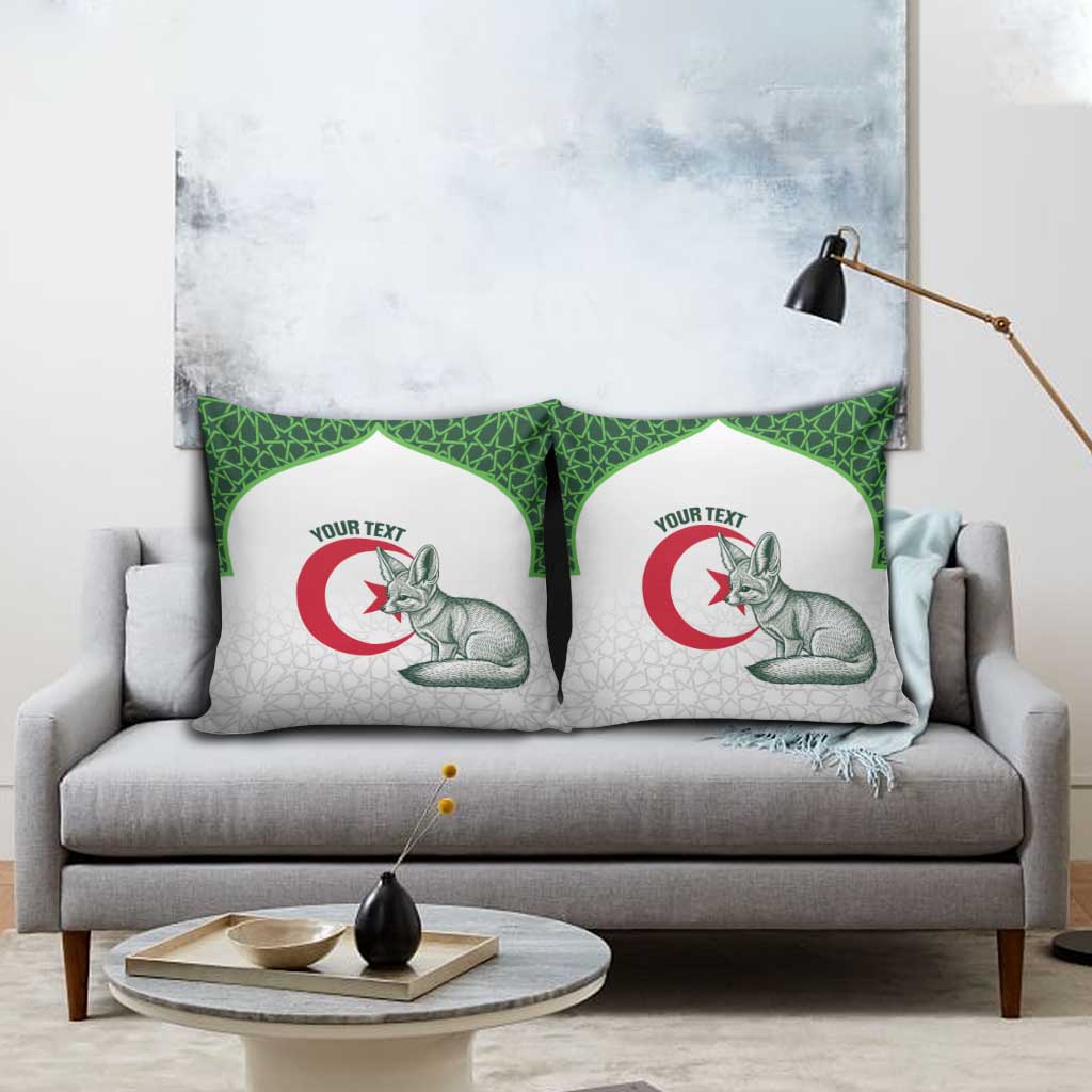Custom Algeria Football Pillow Cover 2026 Go Greens Fennec With Islamic Pattern - Wonder Print Shop