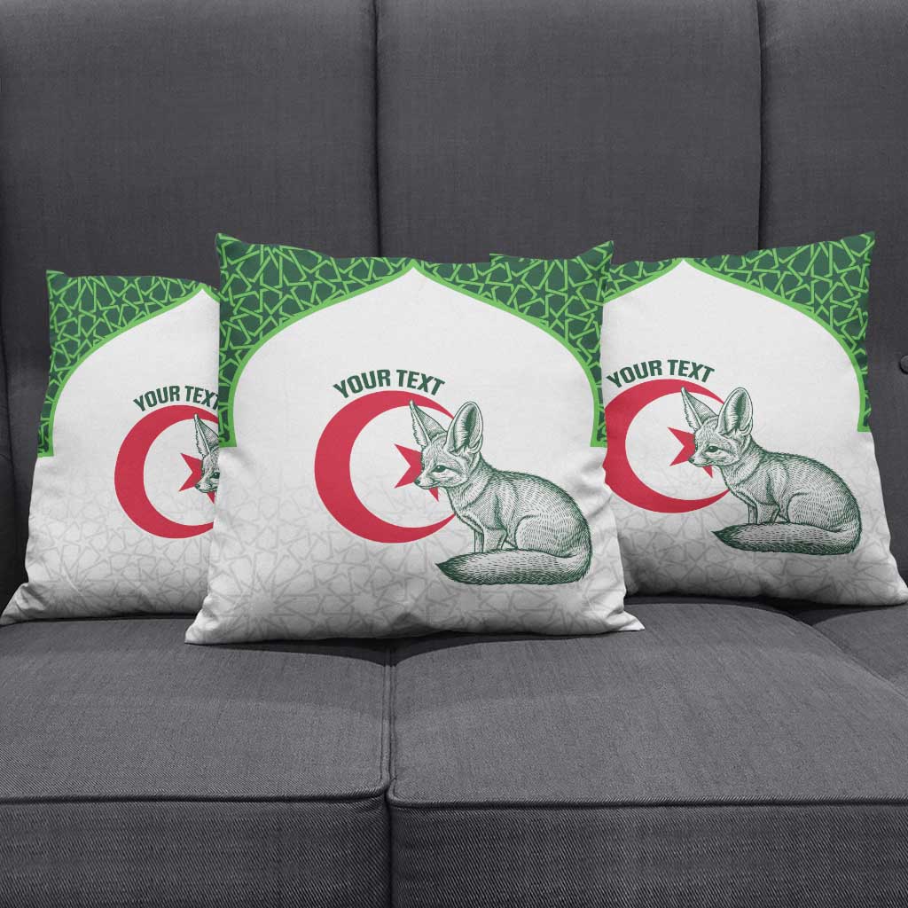 Custom Algeria Football Pillow Cover 2026 Go Greens Fennec With Islamic Pattern - Wonder Print Shop