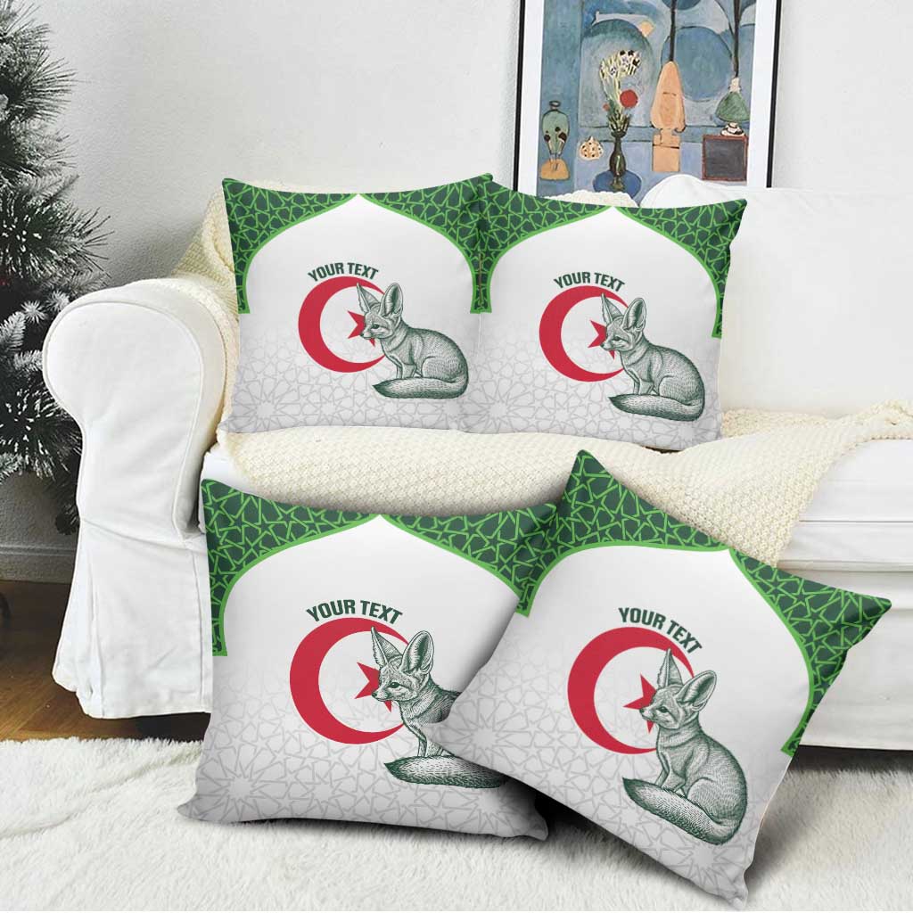 Custom Algeria Football Pillow Cover 2026 Go Greens Fennec With Islamic Pattern - Wonder Print Shop