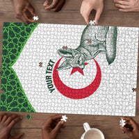 Custom Algeria Football Puzzle 2026 Go Greens Fennec With Islamic Pattern - Wonder Print Shop