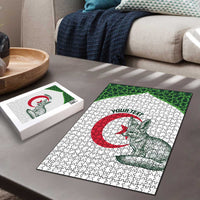 Custom Algeria Football Puzzle 2026 Go Greens Fennec With Islamic Pattern - Wonder Print Shop