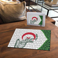 Custom Algeria Football Puzzle 2026 Go Greens Fennec With Islamic Pattern - Wonder Print Shop