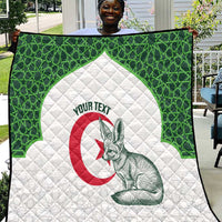 Custom Algeria Football Quilt 2026 Go Greens Fennec With Islamic Pattern - Wonder Print Shop