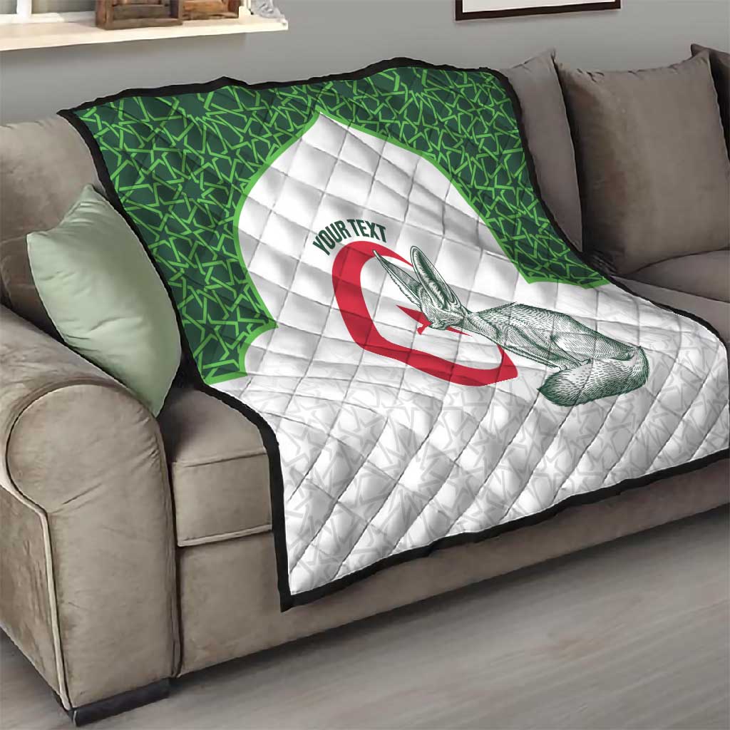 Custom Algeria Football Quilt 2026 Go Greens Fennec With Islamic Pattern - Wonder Print Shop