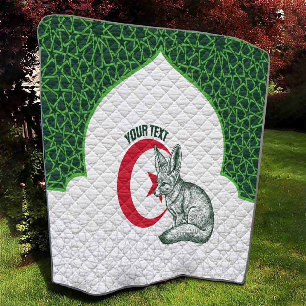 Custom Algeria Football Quilt 2026 Go Greens Fennec With Islamic Pattern - Wonder Print Shop
