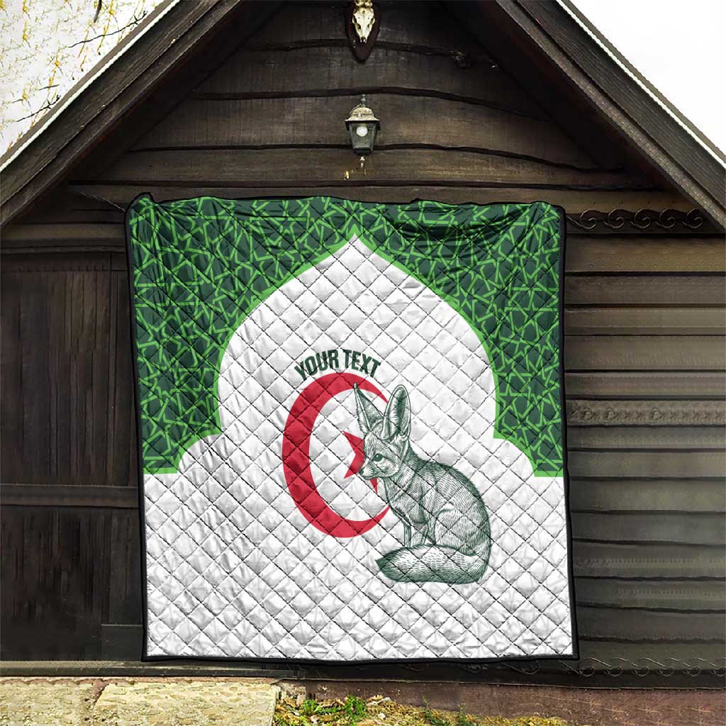 Custom Algeria Football Quilt 2026 Go Greens Fennec With Islamic Pattern - Wonder Print Shop