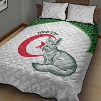 Custom Algeria Football Quilt Bed Set 2026 Go Greens Fennec With Islamic Pattern - Wonder Print Shop