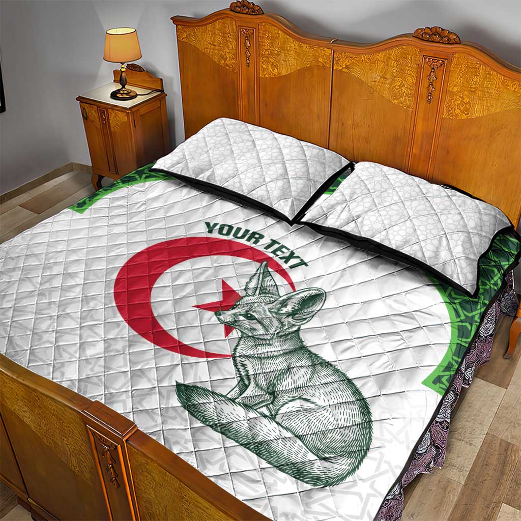Custom Algeria Football Quilt Bed Set 2026 Go Greens Fennec With Islamic Pattern - Wonder Print Shop