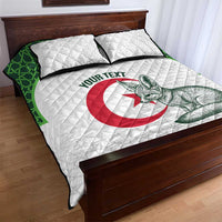 Custom Algeria Football Quilt Bed Set 2026 Go Greens Fennec With Islamic Pattern - Wonder Print Shop